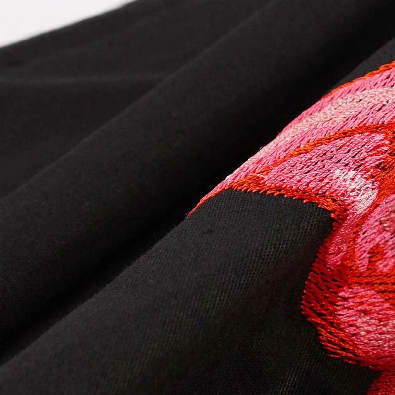 Женская Юбка миди с принтом фламинго черная винтажная юбка вышивкой и высокой