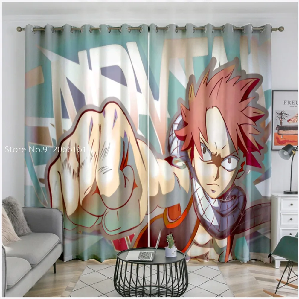 

Anime Fairy Tail Window Curtain Japan Manga Anime 3D Print 1/2 Panels Window Drapes For Kids Boys Bedroom Window Treatment