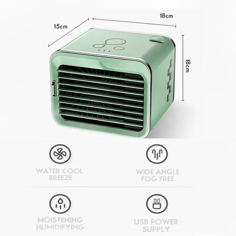 

Air Cooler USB Noiseless Evaporative Air Humidifier LED Night Mini Portable Air Conditioner Fan 550ML