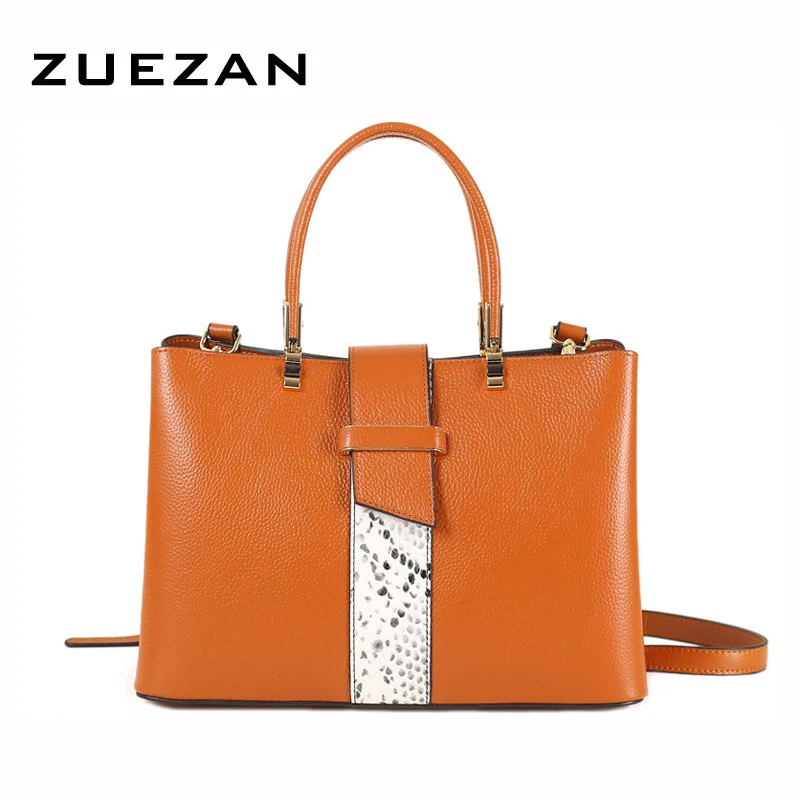 

3 Compartments Top Handles Satchel, 100% Real Cow Skin,Women's Genuine Leather Handbag, Female Cross body Shoulder Bag, A559