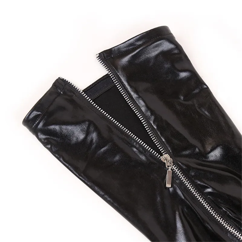 Силиконовые Чулки S-XXL черные с молнией сзади латексные кожаные чулки | Женская