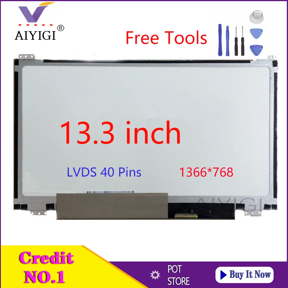 13.3 Inch Laptop LED LCD Screen N133BGE-L41 Rev.C3  For ASUS S300CA Slim Panel HD 1366*768 LVDS 40Pins Panel Replacement