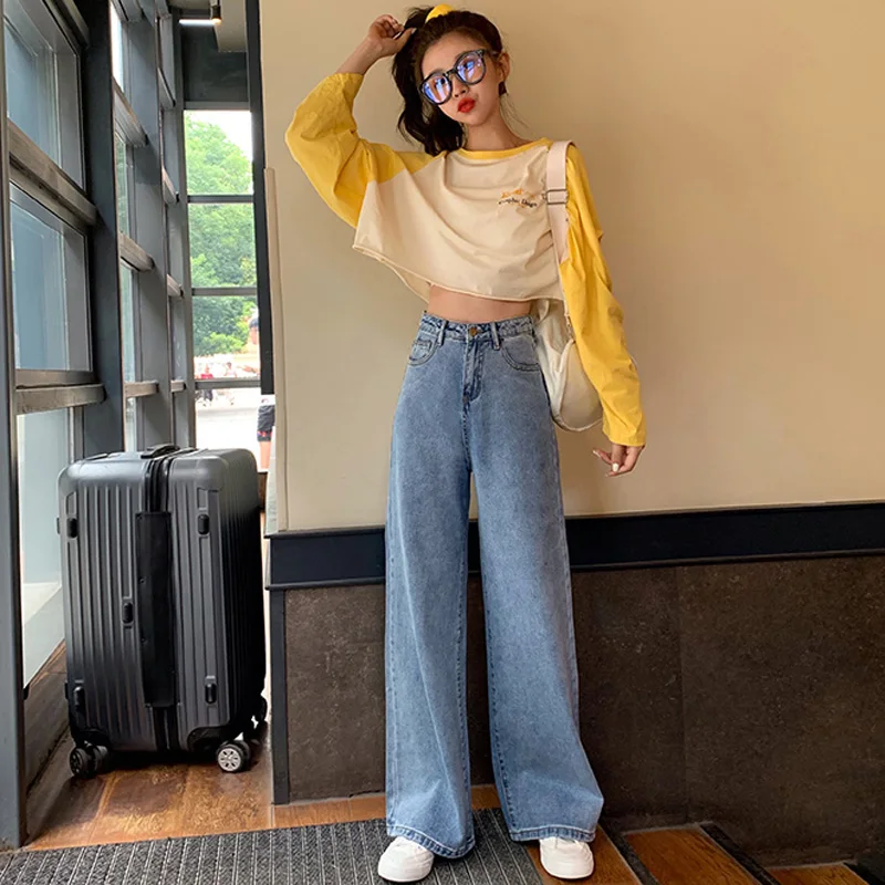 Mozuleva High Waist Loose Straight Wide Leg Jeans Women Pants 2019 Leisure Female All-match Oversized Trousers Denim Jean |