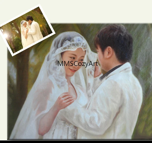 

Custom Hand-painted painting on canvas Custom Portrait 100% Hand drawn portraits couples photos family photos wall art