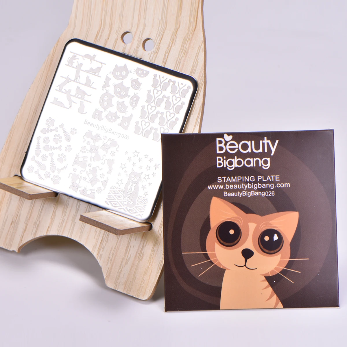 Квадратные штампованные пластины для ногтей BEAUTYBIGBANG рисунок в виде кота шаблон