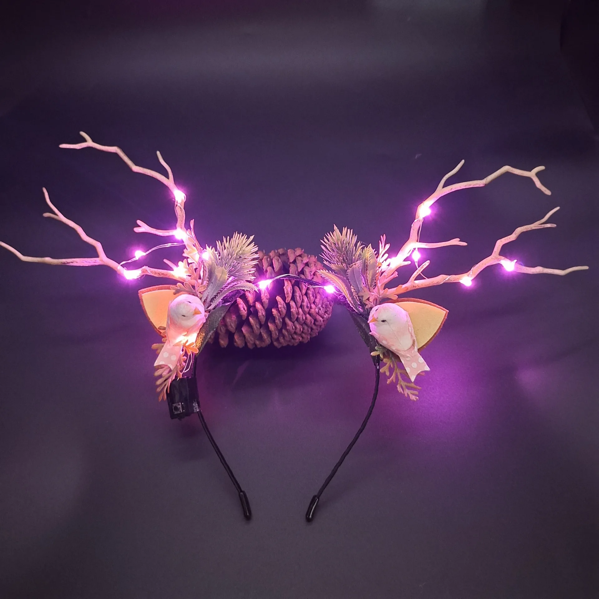 Светящиеся олени повязка на голову Рождественский концерт лесная ветка олень