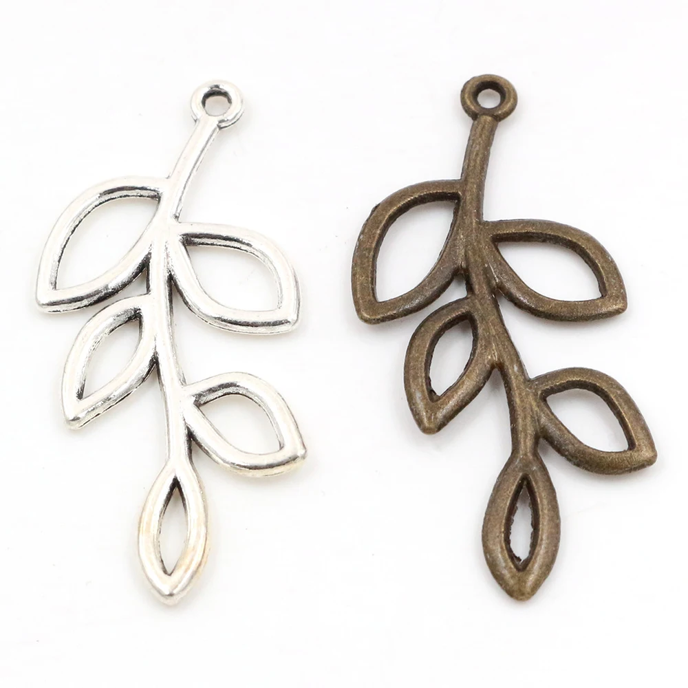 42x19 мм 10 шт античные посеребренные и Бронзовые Подвески ручной работы в форме листа: сделай сам для браслета и ожерелья