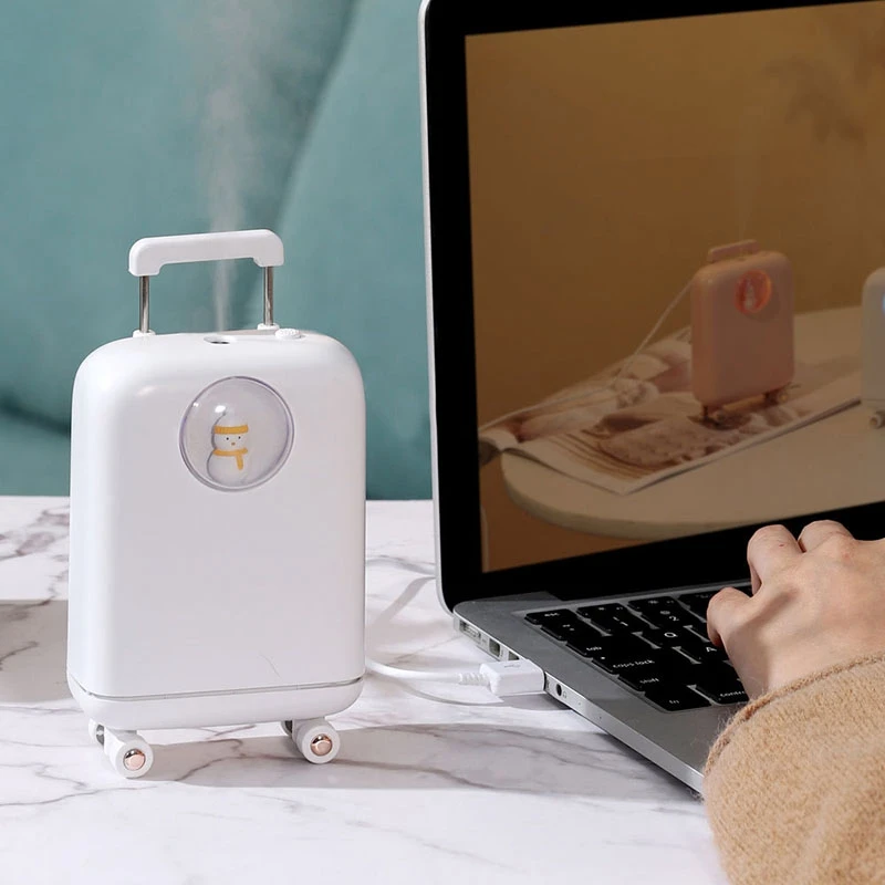 

210Ml Luggage Humidifier, Mini Humidifier with Night Light, Quiet Portable Humidifier ,for Car Office Etc