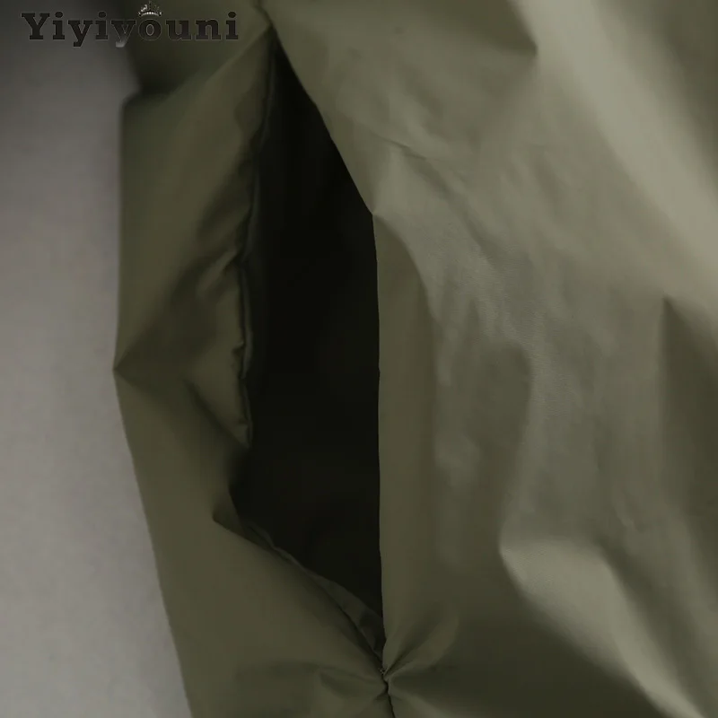 

Yiyiyouni Autumn Winter Warm Cotton Jackets Women Casual Pocket Thick Long Coats Female Solid Single Breasted Loose Parka Women
