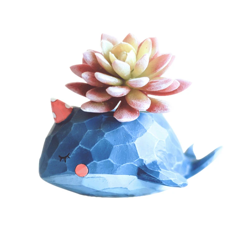 

Modern Handmade Resin Vase Cartoon Whale Shape Succulent Flower Pot Green Plant Potted Home Decoration Ornaments