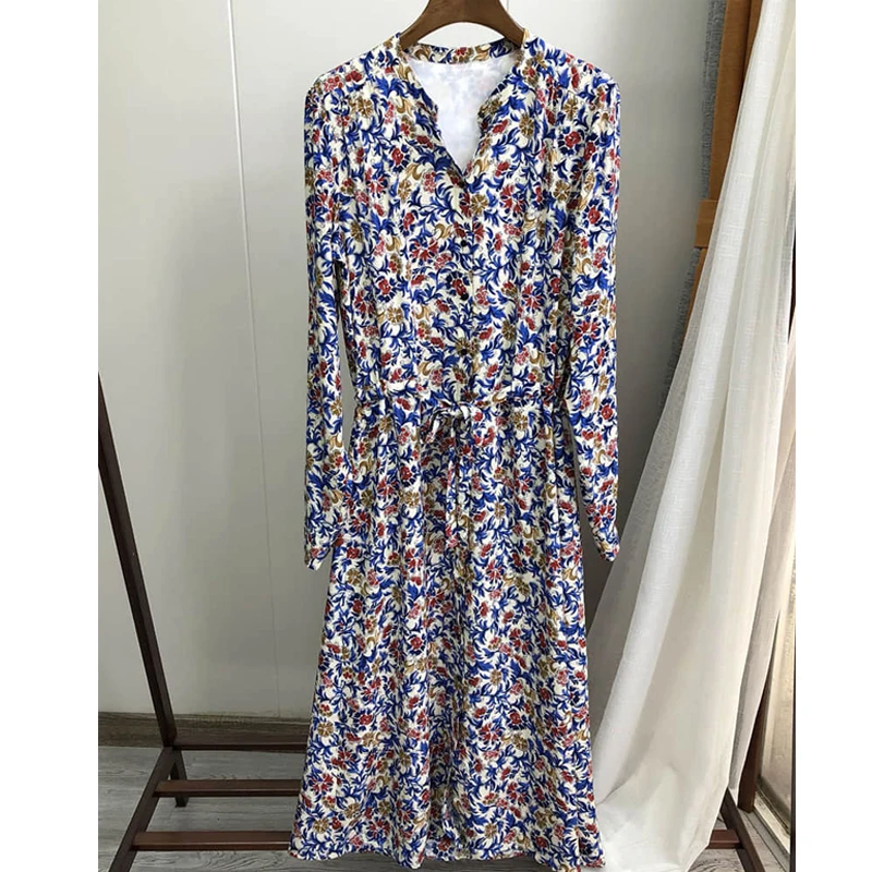 Женское винтажное платье с цветочным принтом CAMIA облегающее круглым вырезом и