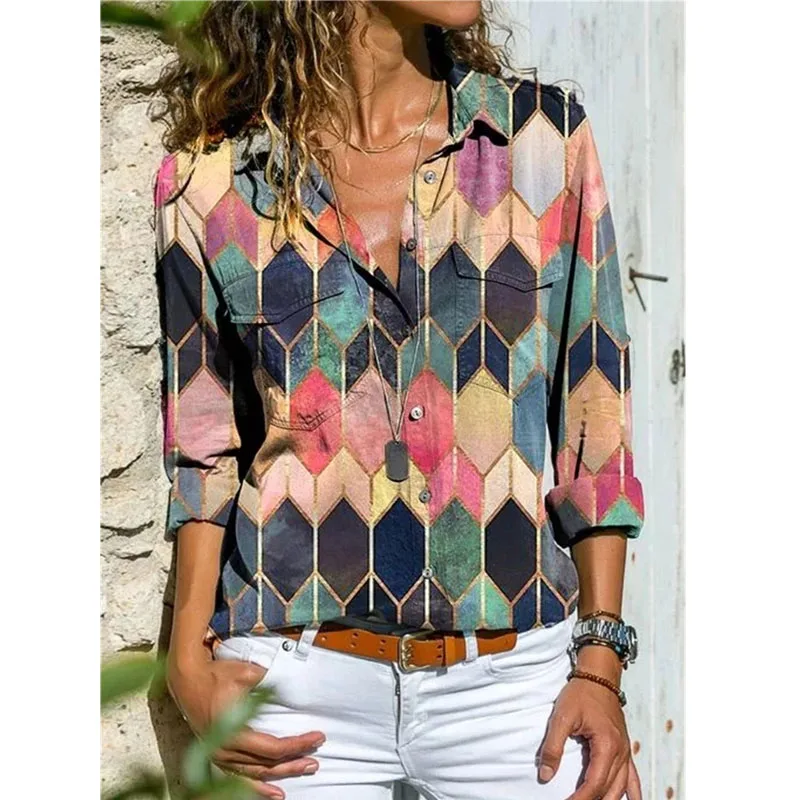 Женская Свободная блузка с карманами и длинным рукавом в стиле Харадзюку | одежда