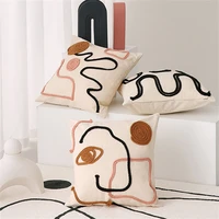 line art cushion cover cotton embroidery abstract pillowcase 4545 home decorative pillows for sofa living room bed nordic cover