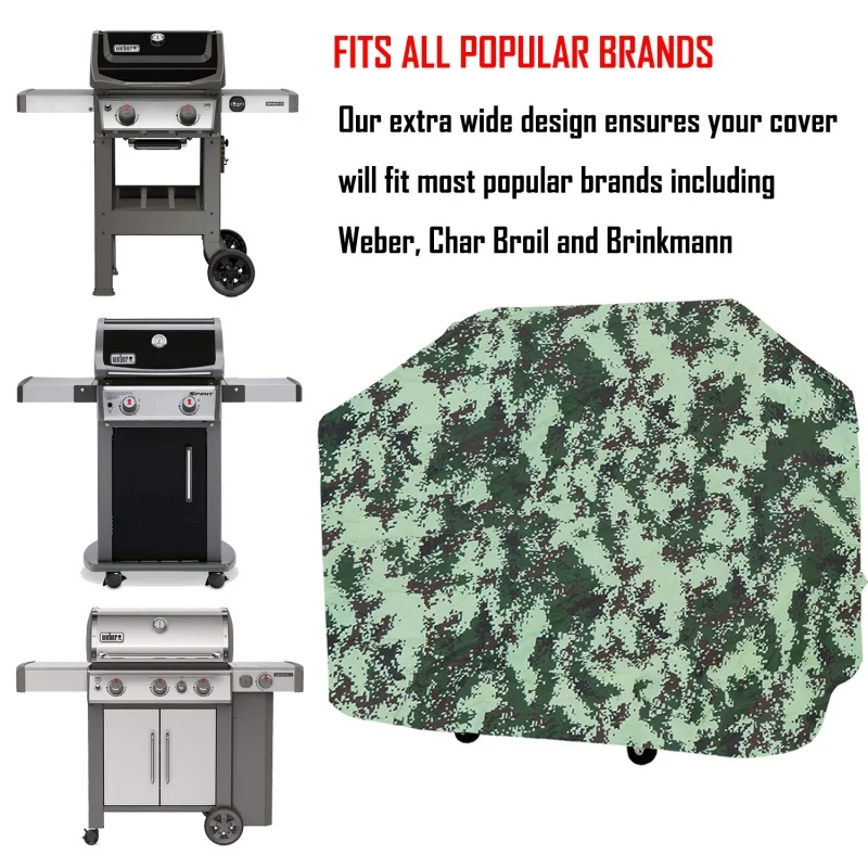 

57inch Camouflage BBQ Cover Anti-Dust WaterProof Heavy Duty Rain Protective Barbecue Cover Round outdoor Grill Cloth Cover