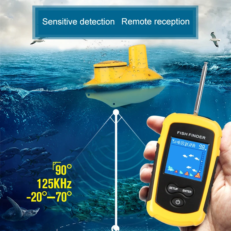 Wireless/Wired Fish Finder for Fishing HD 40M Water Depth Portable EDF88 | Спорт и развлечения