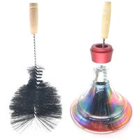 portable hookah base cleaning brush with wooden handle metal glass bottle cleaning tools narguile chicha sheesha accessories