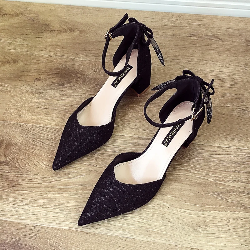 

Beige Heeled Sandals Female Shoe 2021 Summer Shallow Mouth Med Buckle Black Girls Fashion High New Closed Clear Medium Comfort S