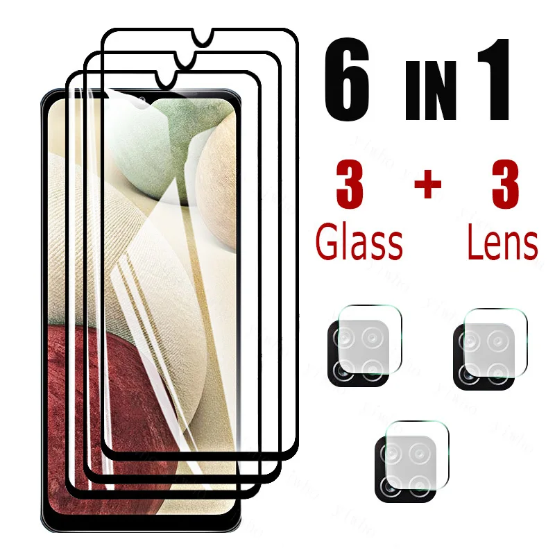 

6IN1 Phone Screen Protector for Samsung Galaxy A12 Original 9H HD Protective Tempered Glass on For Samsung Galaxy A10 Camera Len