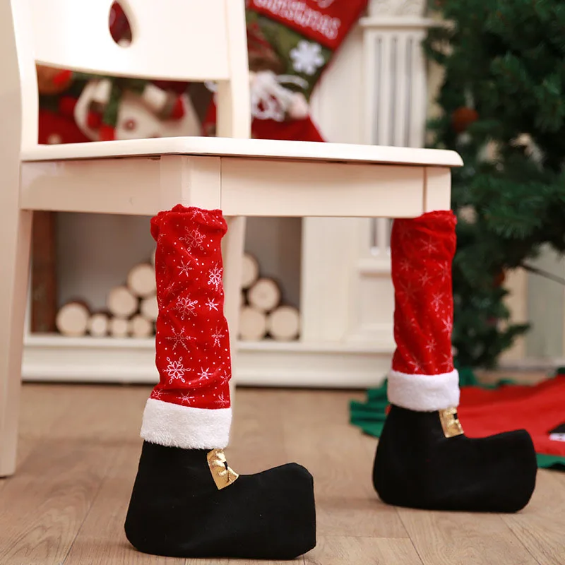 

1PC Christmas Santa Table Chair Legs Feet Sock Sleeve Cover Floor Protector Tables Leg Covers Home Christmas Decoration