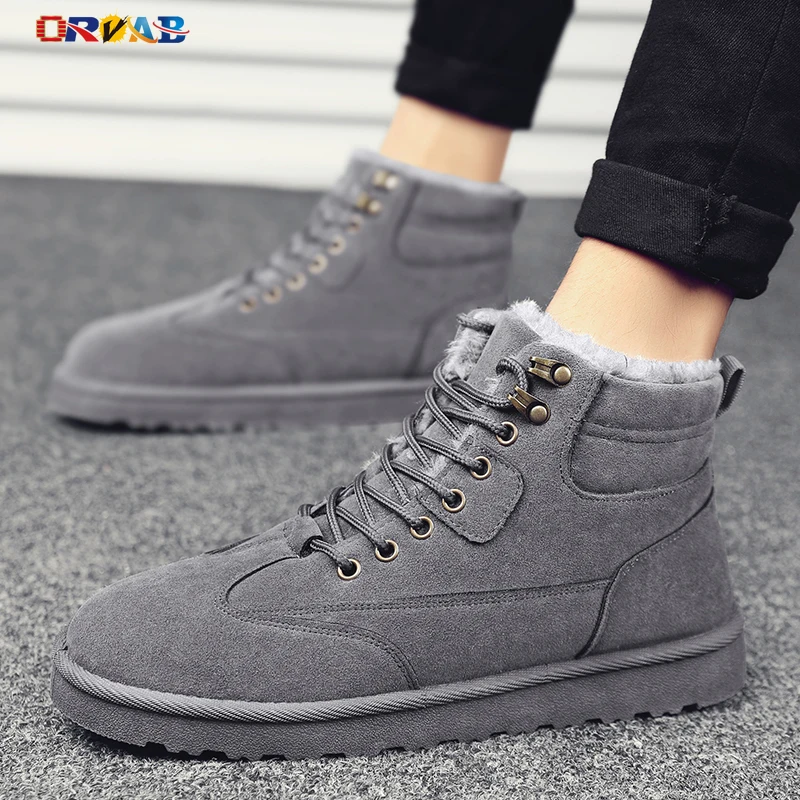 

Men Boots Men's Winter Shoes Fashion Snow Boots Shoes Warmth Winter Non-slip Ankle Men Shoes Winter Boots Solid Color Black