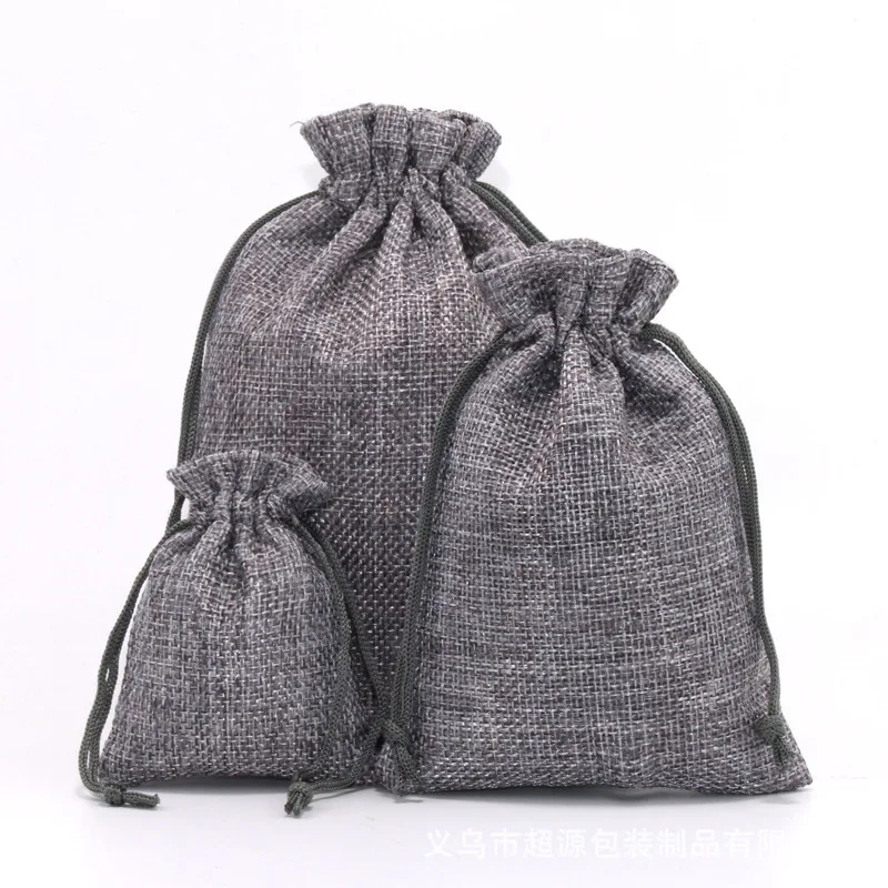 50pcs Multi-size Drawstring Linen Bag Jewelry Candy Biscuit Packaging New Year Wedding Birthday Party Gift Storage Bag