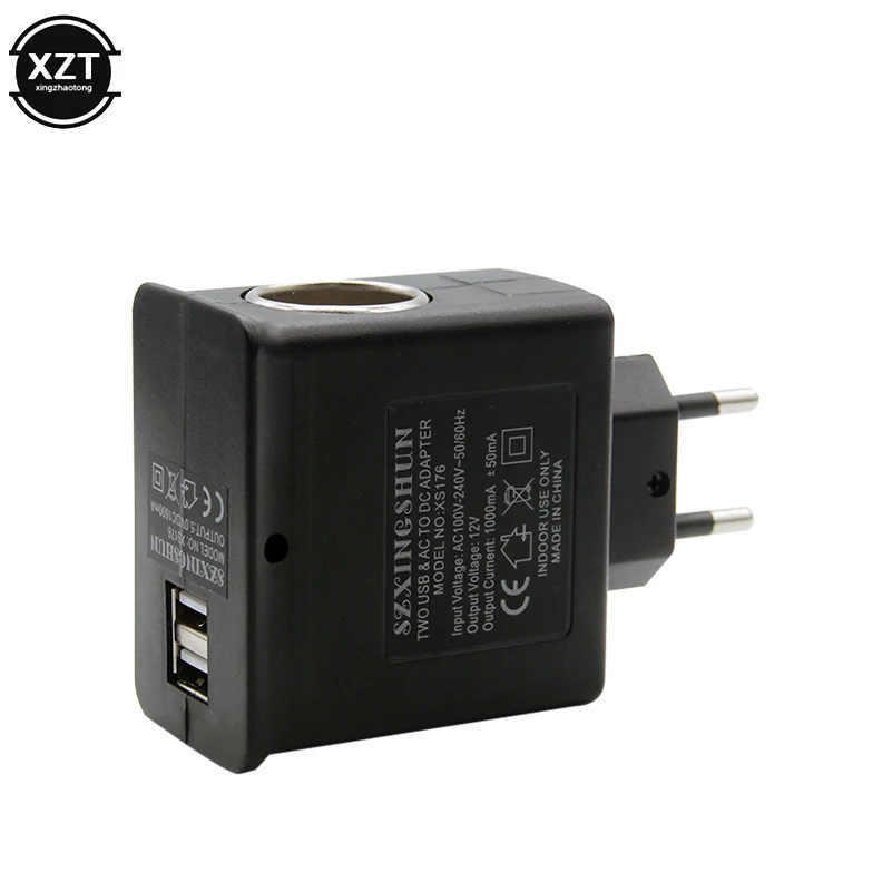 Зарядное устройство с двумя USB портами и европейской вилкой 5 В 2 А для телефона