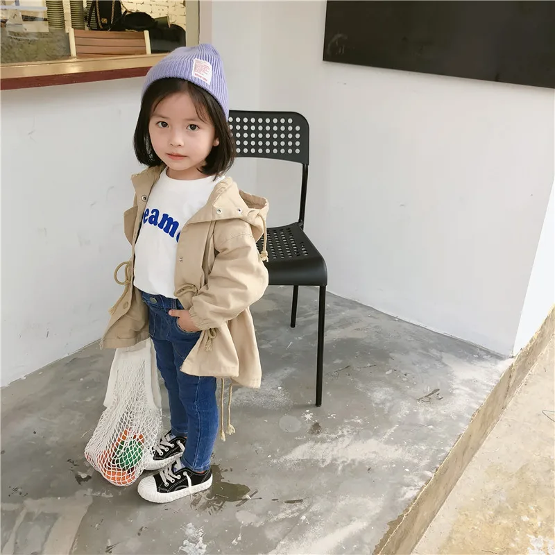 Осень 2019 новый детский Повседневный хлопковый плащ с длинными рукавами для