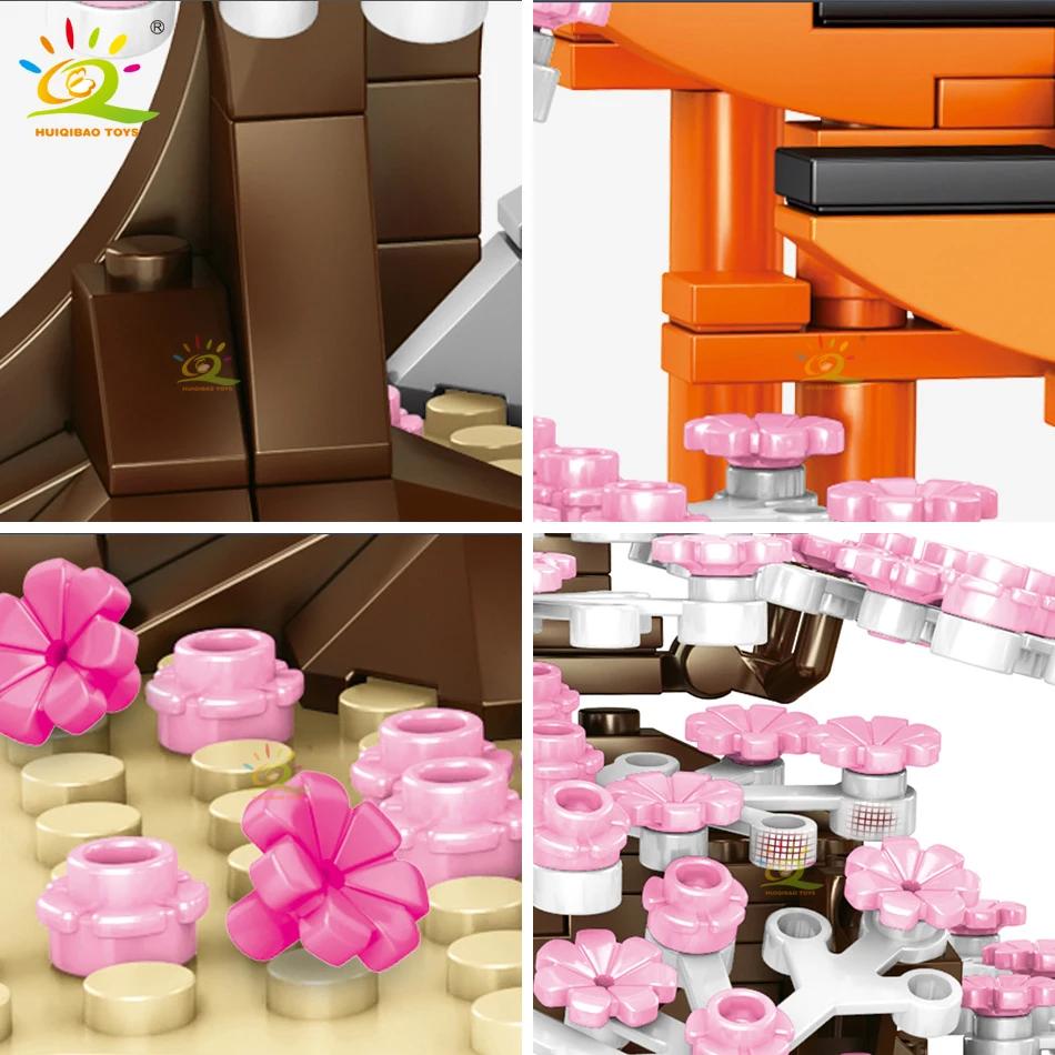 HUIQIBAO 647pcs City Street View Idea Sakura Inari Shrine Building Blocks Japan architecture model Assemble Bricks children toys | Игрушки и