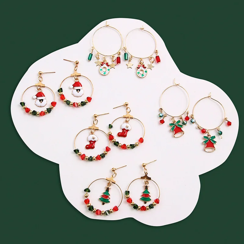 

Fashion Geometric Pendant Pendant Santa Claus Tree Star Earrings for Women Colorful Cartoon Xmas Earring Gift Accessories Party