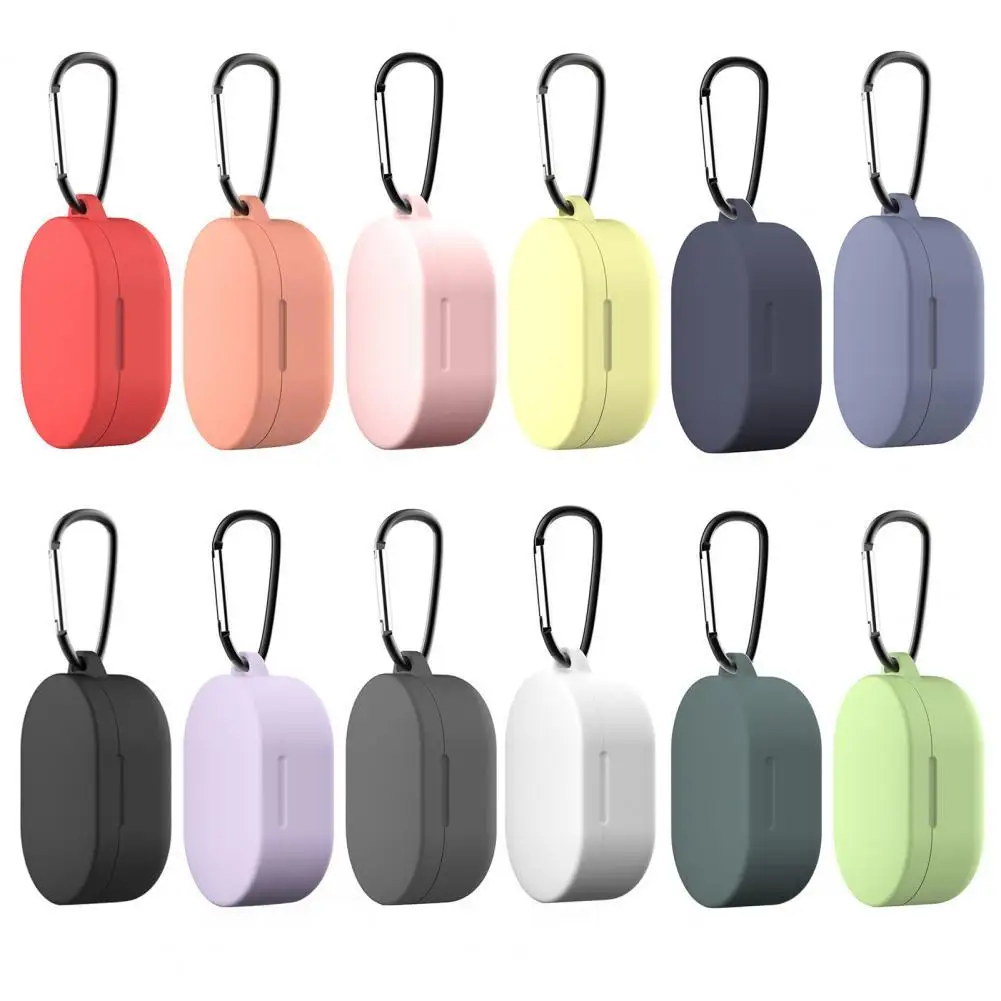 

Bluetooth Earphone Anti-fall Protective Silicone Case Storage Cover with Carabiner for Redmi AirDots 3 With Anti-lost Buckle