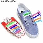 Эластичные шнурки для обуви, 16 шт.лот, силиконовые шнурки без завязывания, шнурки унисекс для детей и взрослых, шнурки для ленивых, резиновые шнурки 13 видов цветов