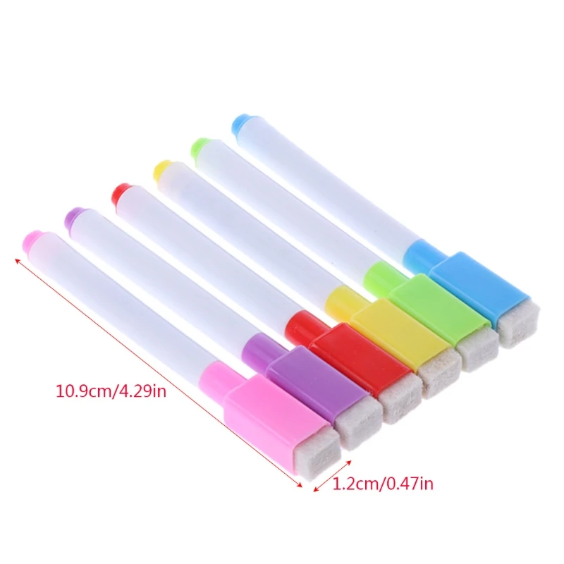 

6Pcs/Set Whiteboard Erasable Marker Pen With Eraser School Supplies
