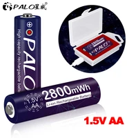 palo 1 5v aa rechargeable battery 2800mwh 1 5v aa lithium lion li ion batteries led display and usb smart fast charger