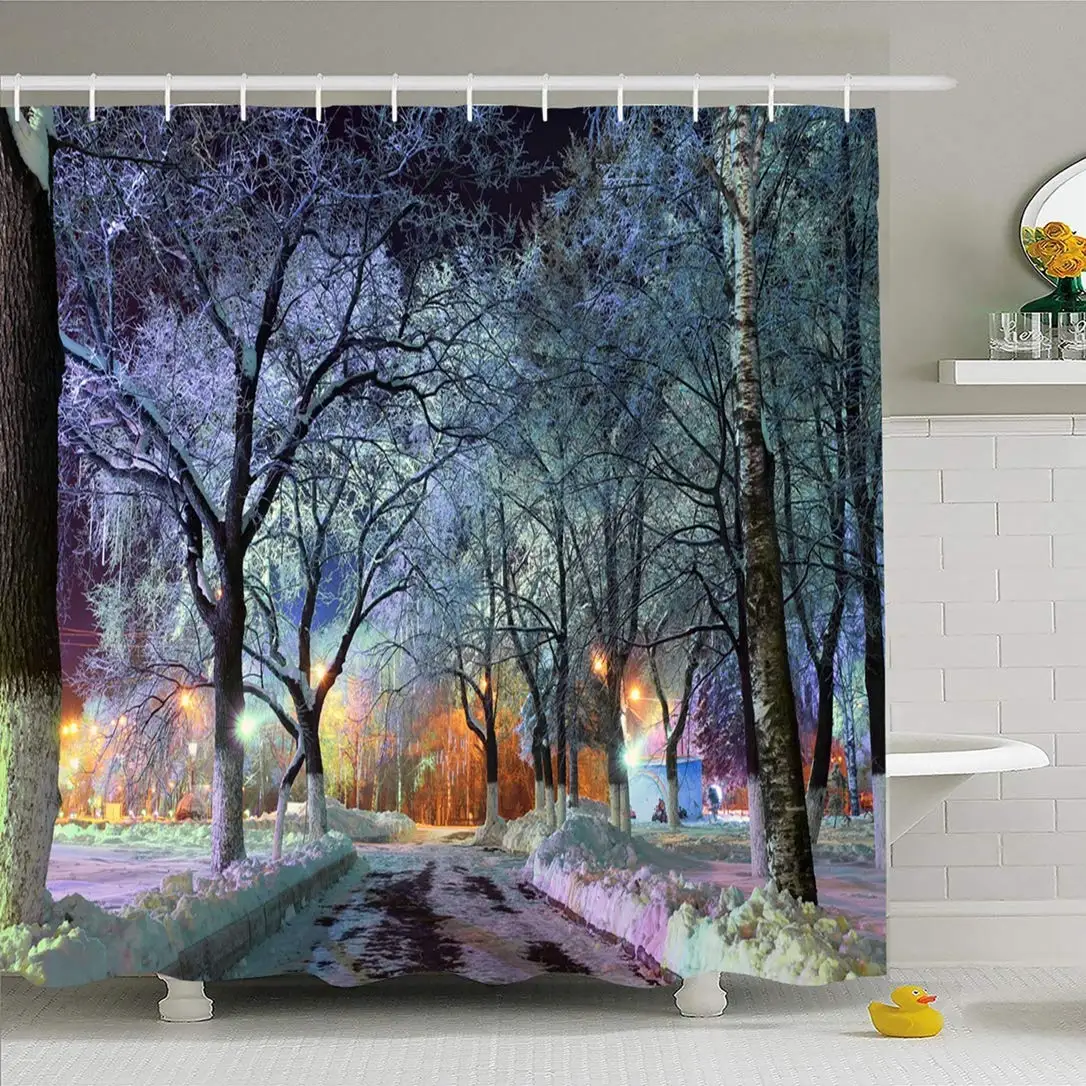 Морозно голубой Зимний Рождественский волшебный парк лес природная сцена