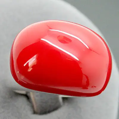 

wholesale good Elegant 15X21mm Red Coral 925 Sterling Silver Marcasite Ring Size 7-10 silver-jewelry