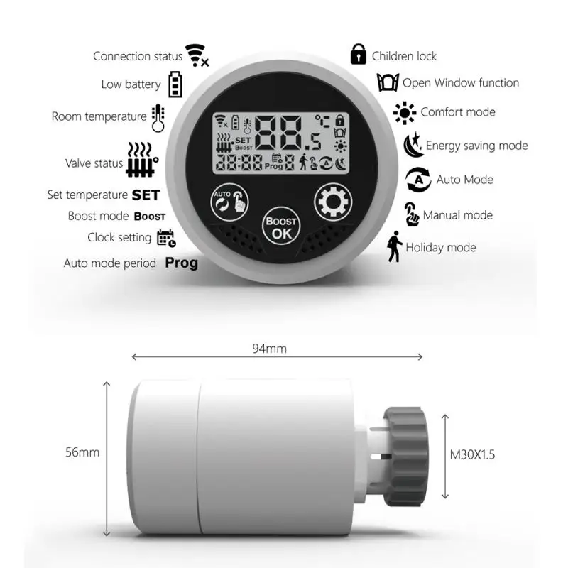 Умный привод радиатора TRV ZigBee 3 0 программируемый термостатический клапан