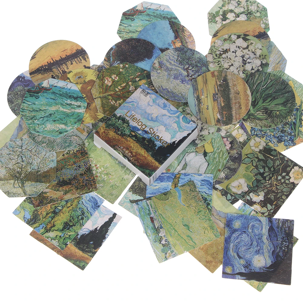 

45 Pcs Cute Van Gogh Oil Painting Mini Paper Sticker Decoration DIY Album Diary Scrapbooking Label Kawaii Stationery Set