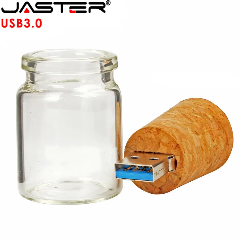 JASTER USB 3 0 стеклянная бутылка для дрифта с пробкой флеш-накопитель флешка 4 ГБ 8 16 32 64