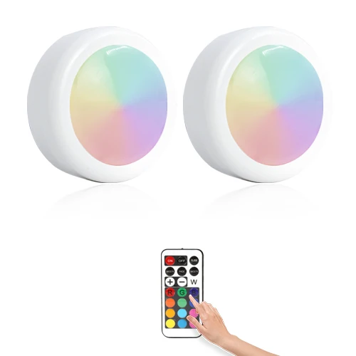 Светодиодный светильник RGB 12 цветов с сенсорным датчиком и батарейным питанием, беспроводной кухонный шкаф для лестницы, Ночной Настенный светильник - Испускаемый цвет: 2 pcs Lamp 1Remote