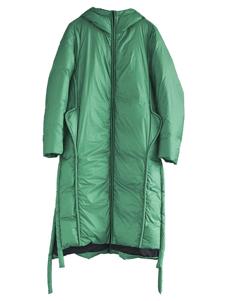 

2021 Vintage Plus Size Solid Winter Coat Female New Puffer Coats Loose Long Hooded 90% White Duck Down Jacket Women Clothes SLK2