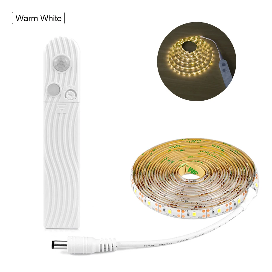 Motion Warm White Светодиодная подсветка под шкаф Светодиодные ленты светодиодный светильник с Беспроводной движения PIR Сенсор USB Порты и разъёмы светильник шкаф Лестницы шкаф-кровать боковой светильник - Испускаемый цвет: Motion Warm White