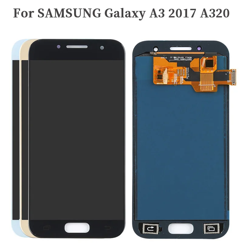 Can adjust brightness LCD For Samsung Galaxy A3 2017 2016 A320 A300 A310 Display Touch Screen Digitizer Assembly +Tools | Мобильные