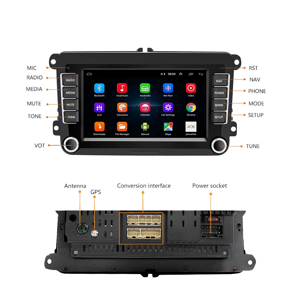 Автомагнитола Hikity 2 Din Android GPS для VW/Volkswagen Skoda Octavia golf 5 6 touran passat B6 polo Jetta | Автомобили и