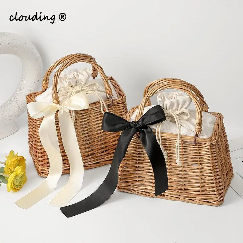 

Beach Straw Bags Women Summer Handbag Rattan Square Tote Bag Handmade Cross Body Bag Box Bohemia