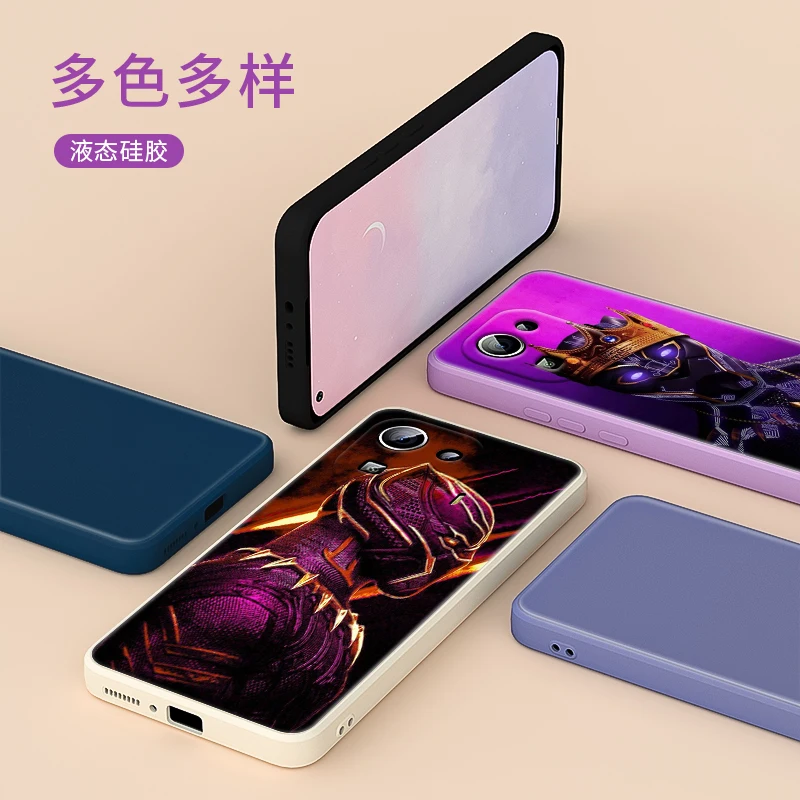 

Marvel Black Panther For Xiaomi 11 Ultra 11T 10T 10 9SE 8SE CC9 A3 Pro Youth 5G Liquid Silicone Soft Cover Phone Case