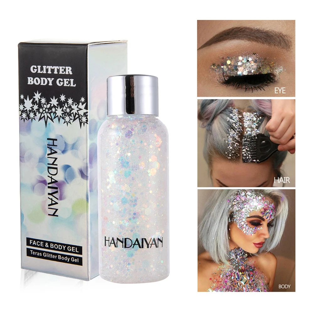 

Teemo 1 Pcs Holographic Mermaid Glitter Eyeshadow Gel Body Eyes Face Cosmetic Liquid Glitter Pigments Makeup Cream Festival Gems