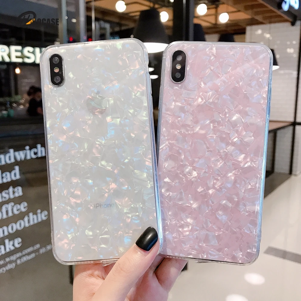 

Shell pearl Case For iphone 12 6 7 8 Plus 11 Pro X XS Max XR SE 2nd Glitter Bling Epoxy Sparkle Crystal Soft TPU Glossy Cover