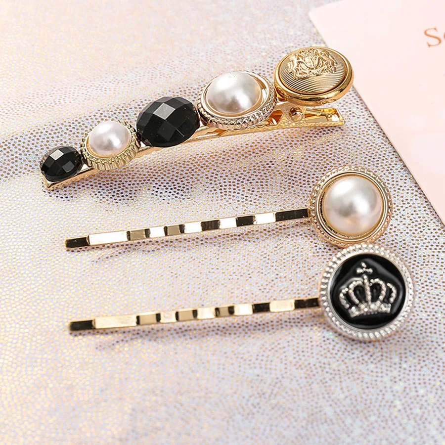 Модные заколки для волос в клетку с пуговицами женщин модные аксессуары