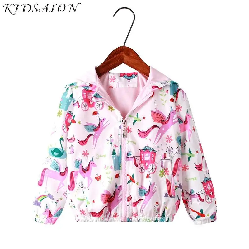Girls Hooded Jackets Unicorn Flamingo Animal Print Kids Jacket for Coat Windbreaker Children Outwear Baby Girl Clothes |