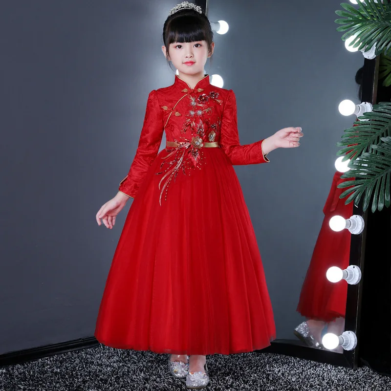 

New Year Dress Elegant flower girl Princess Wedding Party Lace Flower Dress Girl School Graduation holiday Prom Eucharist dress